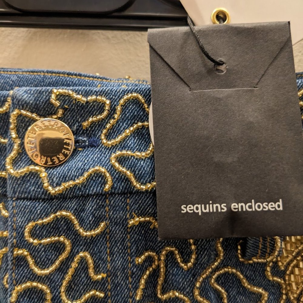 $200 OFF NWT Retrofête Mani Embellished Denim Skirt – Size Small - Picture 15 of 16